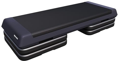 GORILLA SPORTS® Aerobic Steppbrett - mit 3 Stufen Höhenverstellbar, 10cm, 15cm, 20cm, rutschfest, bis 200kg, Schwarz/Grau - Stepper Fitness, Stepbench, Step Brett, für Zuhause, Trainingsgerät
