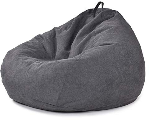 Adult Soft Comfy Bean Bag Chairs Sofa Cover, Plush Toy Storage Clothes Organizer Solid Color Simple Design Linen Chair Sofa Cover, without Filling,Black,XXL