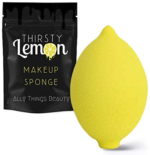 Thirsty Lemon Makeup Sponge by Ally Things Beauty | Yellow Lemon Shaped Makeup Blender for Liquid Foundation, Cream or Powder Blending - Cosmetic Applicator - Cute & Latex-Free Daily Beauty Sponge