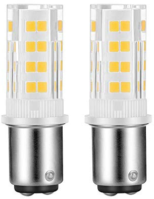 2-Pack Sewing Machine Light Bulb Double Contact BA15D Push In Bulb Daylight White 6000K 15T7DC Base Replacement for Singer ,Kenmore Sewing Machine Light Bulb Bayonet Type Replaces #6797 and #6810