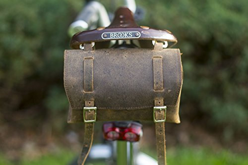 London Craftwork Quadratische Satteltasche Lenkertasche Echtleder Vintage Braun Moto Moped Motorrad Motobike Box-RAW-Waxed