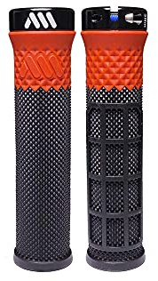 All Mountain Style Cero Grips - Bike Handlebar Grips Support Lock On Dual Pattern and Dual Density - Non Slip Hand Grip Comfortable and Ergonomic Under 3.52 oz (Black/Red)
