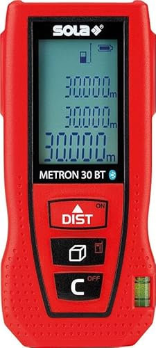 SOLA METRON 30 BT – telemetro laser 30 m – distanziatore laser con trasferimento dati Bluetooth – misuratore laser con 6 funzioni di misurazione – IP54