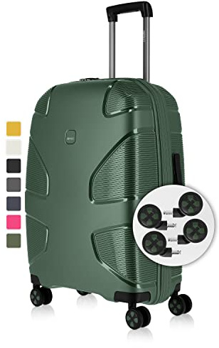 IMPACKT IP1 Hartschalen-Koffer L - 76x51x31 cm, 106 L, 4,3 kg - TSA-Schloss, auswechselbare Rollen - aus recyceltem Material - 6 Jahre Garantie