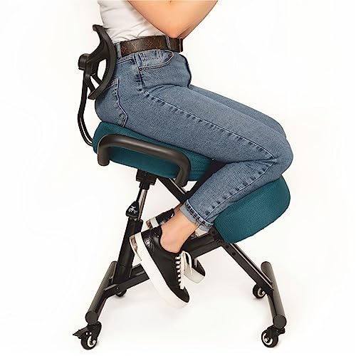 BLACK POINT Ergonomischer Kniestuhl O'KNEEL für Zuhause und Büro (Enthalten ist EIN dunkeltürkiser Leinenbezug) bürostuhl ergonomisch
