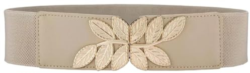 Doneboo Damen Dehnbarer Gürtel Figur Schmeichelter Elastischer Taillengürtel Gold-Schnalle 5,5cm breiter Gürtel für Damen