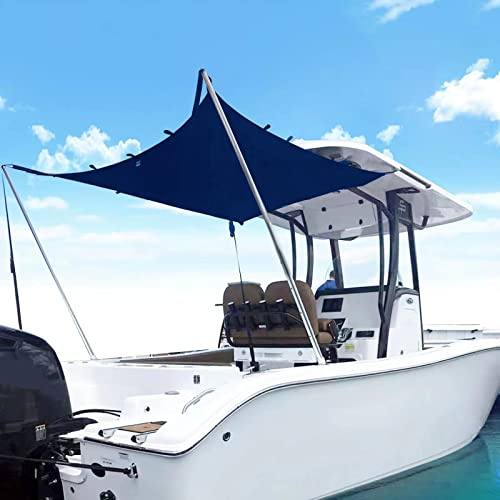 TeBaisea Boat T-Top Sun Shade Kit Boat Canopy, Boat Cover with Stainless Steel Telescopic Rod Foldable, UV-Proof 1200D High-Tech Polyester Fiber, Anti-Ultraviolet Dark Blue(102×78×66)