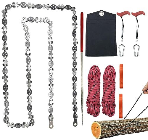 Pocket Chainsaw - Folding Hand Rope Chainsaw - Portable Cutting Accessory for Backpacking, Backcountry Survival, Gardening,
