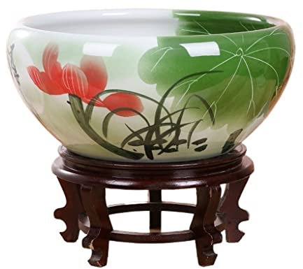 Jardinières Pot de fleur en céramique Pot de fleur d'intérieur bol de nénuphar Pot de Lotus Pot de Lotus plante Pot de fleur salon aquarium Jardinières Pour Plantes D'intérieur ( Color : B , Size : Xl