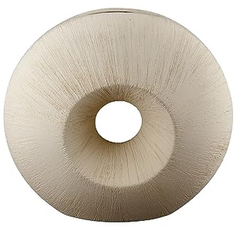 GILDE Deko Vase - runde Lochvase Donut Vase aus Keramik - Dekoration Weihnachten Geschenk Geburtstag Hochzeit - Farbe: Creme Höhe 33 cm