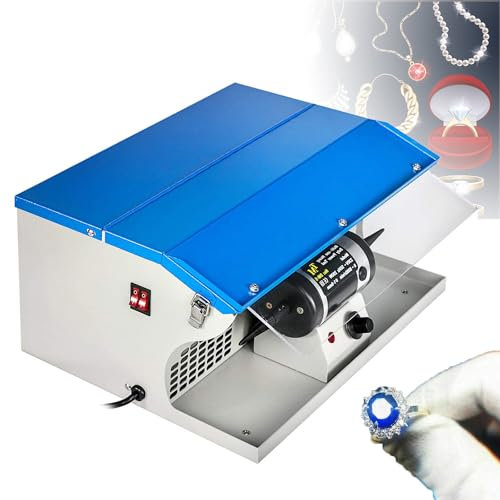 Lucidatrice elettrica 0-8000 giri/min Strumento per lucidare gioielli in oro e argento Lucidatrice per gioielli da 200 W con piano d'appoggio leggero e collettore di polveri per gioielli, alluminio