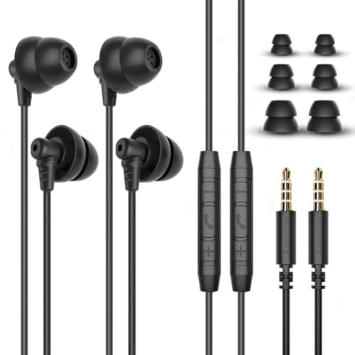 Avantree 2-Pack Wired Sleep Earbuds with Noise Blocking and Comfort for Side Sleepers – Ideal for ASMR and Sleep Music Lullaby E20