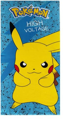 Theonoi Toalla para Niños de Sauna, Playa, Ducha y Baño - 70 x 140 cm - Microfibra - Regalo Infantil (Pokemon Voltage)