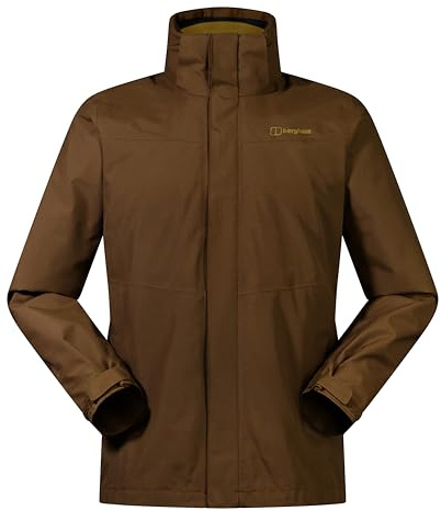 Berghaus Men's Hillwalker 3-in-1 Gore-Tex Waterproof Jacket | Durable | Breathable Rain Coat, Bark, L