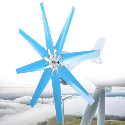 Eastnmythet Aerogenerador de 12000 W con Controlador Solar eólico, generador eólico para Uso doméstico, Kit generador de turbina eólica de 8 aspas, Color Azul,220V