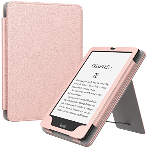 MoKo Hülle Kompatibel mit Kindle Paperwhite 11. Generation 2021, Slim PU Tablet Schutzhülle mit Auto Schlaf/Aufwach Handschlaufe für Kindle Paperwhite 6,8 Zoll, Signature Edition, Roságold