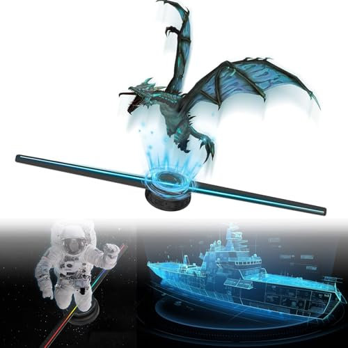 3D Hologram LED Fan Projector, 3D Hologram Christmas Tree 16.5 High Resolution Holographic Fan for Shop, Bar, Halloween Party Advertising Display,3PCS
