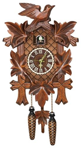 Gcroet Cuckoo Clock with Working Bird Pendulum Wall Clock Wooden Cuckoo Clocks for Wall Coo Coo Clock with Night Mode for Living Room Bedroom Housewarming Gifts.