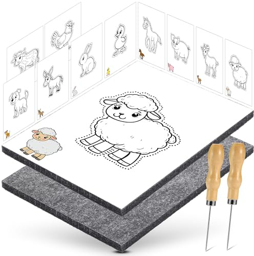 DazSpirit Set Di Punteruolo Per Bambini Dai 4 Anni In Su, Kit Completo Di Aghi Con 2 Feltri, 2 Aghi e 10 Immagini Da Ricamo, Sicuro Per Bambini, Kit Artistico Per I Più Piccoli (Animale da fattoria) | 2 aghi, 2 feltri, 10 immagini da ricamo, sicuri, progettati per mani piccole, kit per progetti creativi