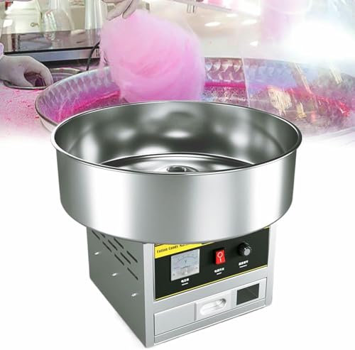 HOTAPEPU Máquina eléctrica de algodón de azúcar, máquina de algodón de azúcar de 1200W, máquina Comercial de algodón de azúcar con Recipiente de Acero Inoxidable~/