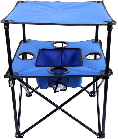 Portable Folding Camping Table With Cup Holders, 2-Tier Outdoor Table