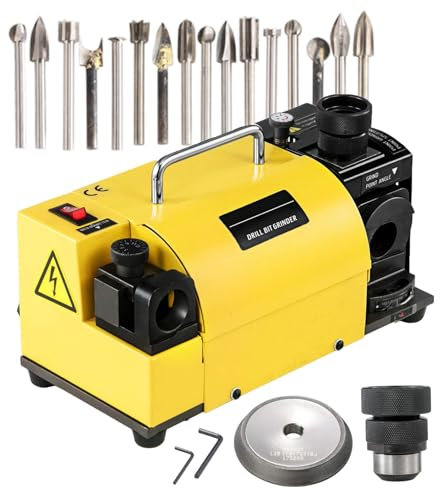 Drill Bit Sharpener, Electric Grinding Machine for HSS Drill Bits, Adjustable Angle 90°-140°, Suitable for 3-13mm Drill Bits with 11 Collets