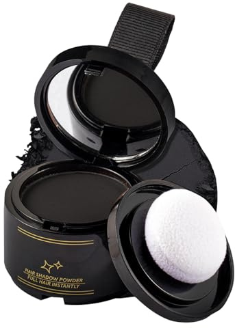 Poudre capillaire pour homme et femme - 4 g - Gris - Boîte compacte avec miroir - Imperméable et résistante à la transpiration - Pour remplir les racines des cheveux - Poudre de remplissage pour les