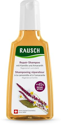 RAUSCH Repair-Shampoo mit Kamille & Amaranth 200ml bei strapaziertem Haar | Kräftigende Pflege für strapaziertes Haar, vegan & silikonfrei, mit Kamillenblüten- & Amaranth-Extrakt, Schweiz