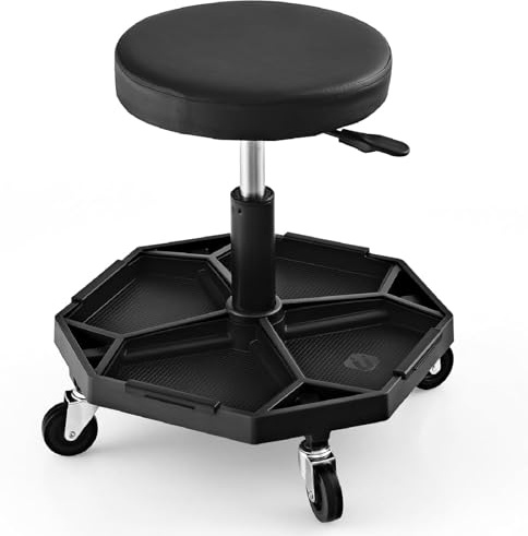 Taburete mecánico neumático ajustable, resistente, capacidad de 150 kg, silla giratoria acolchada para garaje, taller, reparación de automóviles, taburete de tienda, asiento cómodo