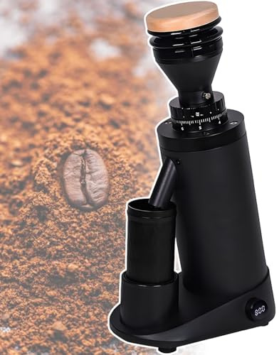 vnmudzeo Moulin à Café Expresso à Meules Plates/Coniques, 300-1500 TR/Min RéGlable, éQuipement De Broyage De Grains De Café Infusé à Froid, Minuterie De 0,1 S à 19,9 S 64mm-Black