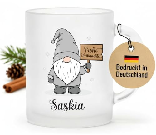 LIEBTASTISCH - Wichtel Personalisiert mit Wunschnamen - Glühweintasse mit Spruch - lustiger, witzig - Geschenk für Freunde