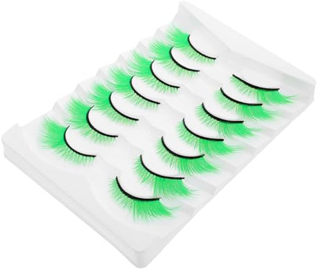 Hemobllo Faux Cils Verts 7 Paires Jumbo Volumineux pour Maquillage Scène et Fête Saint-patrick Réutilisables Mardi Gras