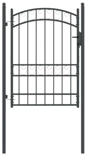 vidaXL Porte de Clôture Gris 170 x 100 cm Acier Peint par Poudre, Matériel d'extérieur Moderne, Portail en Acier rectangulaire avec Design arqué, accès Jardin et terrasse