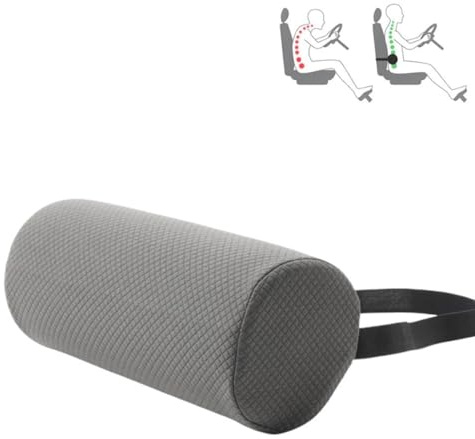 cailiya Almohada De Espuma Viscoelástica con Correa, Cojín Cilíndrico Ajustable para Sofá con Funda Extraíble Lavable, para Asiento De Oficina Y Coche Soporte(Gris)