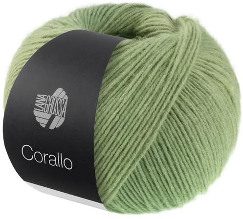LANA GROSSA Corallo | Edle Baumwoll-Netzgarnstruktur mit Merinofasern und dezentem Farbverlauf | Handstrickgarn aus 70% Baumwolle & 30% Schurwolle | 100g Wolle, Stricken & Häkeln | 105m Garn FB 9