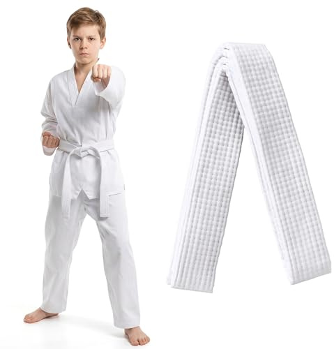 IDRBEH 1 pcs Ceinture judo ceintures de judo, Ceinture Karaté Jiu Jitsu Blanche Ceinture d'arts Judo Jiu-Jitsu TKD Aikido Ceinture Classement Uniforme Douce Ceintures Universelles Taekwondo pour 280cm
