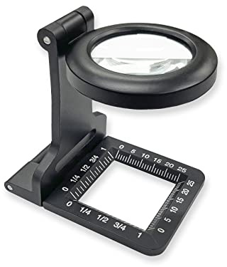 Carson LT-80 Metall LinenTest 5x Fickförstoringsglas och trådmätningslupp med mätskala, svart.