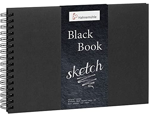 Hahnemühle Black Book, spiralisiert, DIN A5 Querformat, 250g/m², 30 Blatt