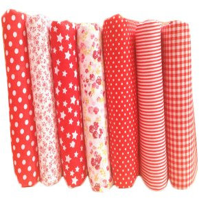 Yalulu 7 Stück 50x50cm Patchwork Baumwollstoff vorgestanzten Baumwolle quilt stoff viertel DIY Stoffreste Paket Stoffpakete (Rot)