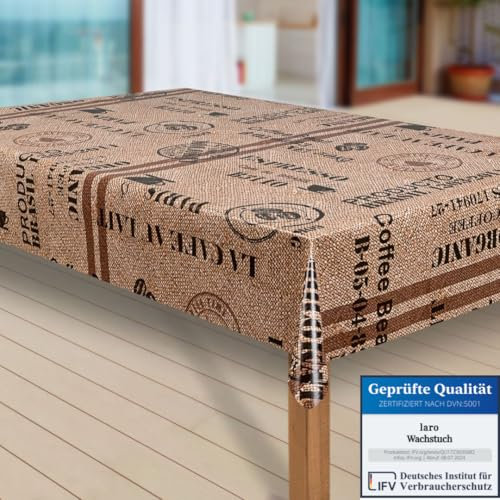 laro Wachstuch-Tischdecke Abwaschbar Garten-Tischdecke Wachstischdecke PVC Plastik-Tischdecken Eckig Meterware Wasserabweisend Abwischbar |49|, Muster:Kaffee Kaffeebohnen braun, Größe:118x180 cm