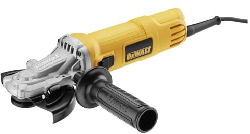 DeWALT DWE4157F-QS - Amoladora angular de cabeza plana, 900 W, color negro y amarillo