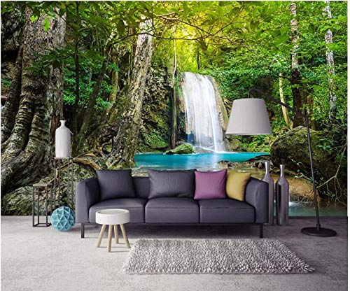 Papel Pintado Fotomurales Tejido No Tejido 3D Decoración De Pared Mural Imagen Fotográfico Cascada Agua Bosque Árboles