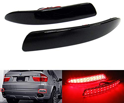 RZG 2x Black Smoked Lens Rear Bumper Reflector LED Fog Tail Stop Brake Light DRL For 2006-10 X5 E70 2009-13 X5 M