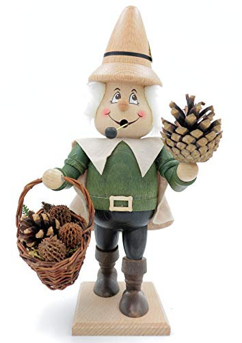 Kuhnert - Original Erzgebirgische Holzkunst Räuchermann Räucherfigur 27cm - Zapfenwichtel