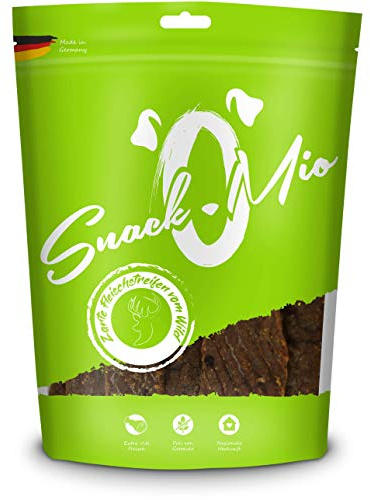 SnackOMio - Snack Premium para Perros - tiernas Tiras de Carne de venado, sin Cereales, 1 Pack (1 x 125g)