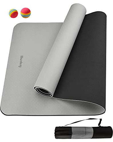 MASDERY Yoga-Matte mit Aufbewahrungstasche, 0,6 cm (1/3 Zoll), 0,6 cm (1/4 Zoll), extra dicke Yoga-Matte für Frauen, doppelseitig, rutschfest, umweltfreundlich, für Yoga, Pilates und Bodenübungen