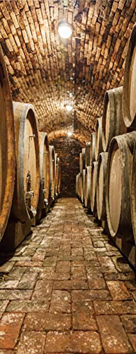 Stickers Porte Cave à Vin Souterraine Papier Peint de Porte 3D PVC Autocollants de Décoration pour Chambre et Salle Bain Auto-adhésif Amovible Poster 77 x 200cm
