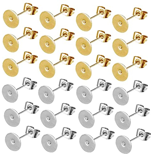 Ohrstecker Flach Pad 100 Stück Ohrstecker Rohlinge Ohrringe Rohlinge Set Flach Pad Ohrringe Rohlinge Ohrringe Flach Pad Ohrringe Basteln Flach Pad für Diy Ohrring Schmuckherstellung