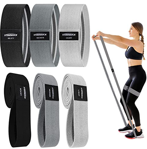 STANDROCK Bandes de résistance en tissu pour l'entraînement, 3 et 4 niveaux, bandes de résistance longues pour homme et femme | Bandes élastiques pour exercices de résistance