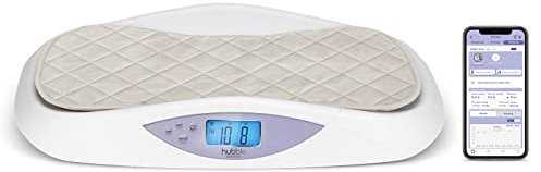Hubble Connected Grow intelligente digitale Babywaage für Neugeborene und Säuglinge, großes LCD-Display, weiche Wickelunterlage, 4-Sensor-Technologie, Tara- und Hold-Funktion